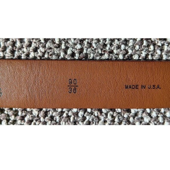 Allen Edmonds Men’s Calfskin Leather Belt Sz 36 Brown Woven Detail Gold Buckle - Picture 2 of 6